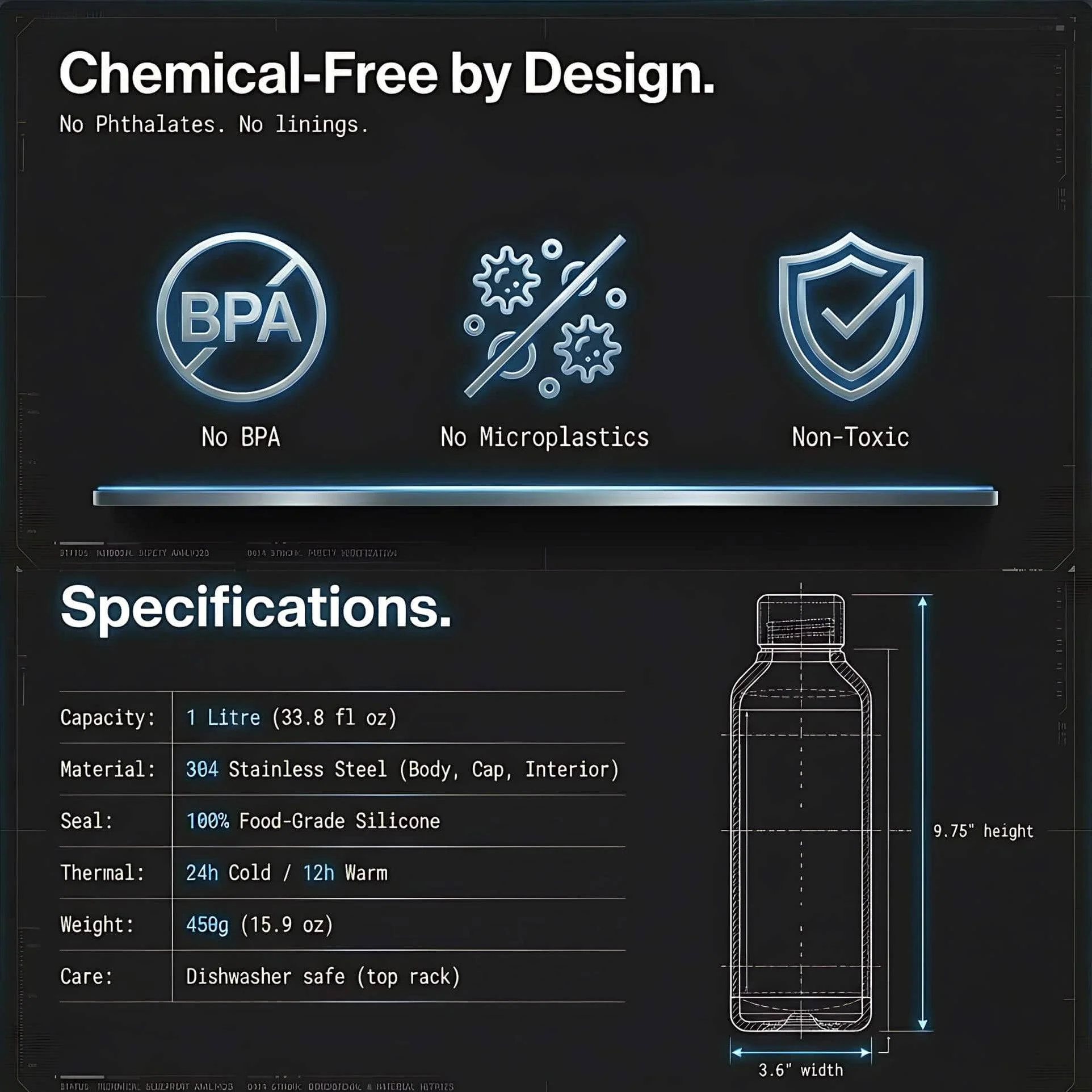 Ocemida H2Stash™ - All-Metal Hydrogen Water Storage 1 L - Image 7